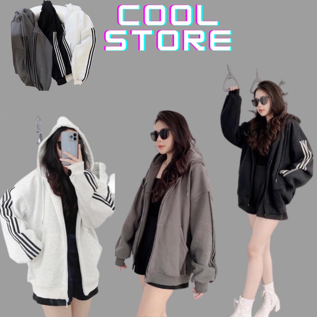 Áo khoác nỉ 3 sọc tay , hàng nỉ bông cao cấp , hàng chuẩn form bao chất lượng COOL STORE 500