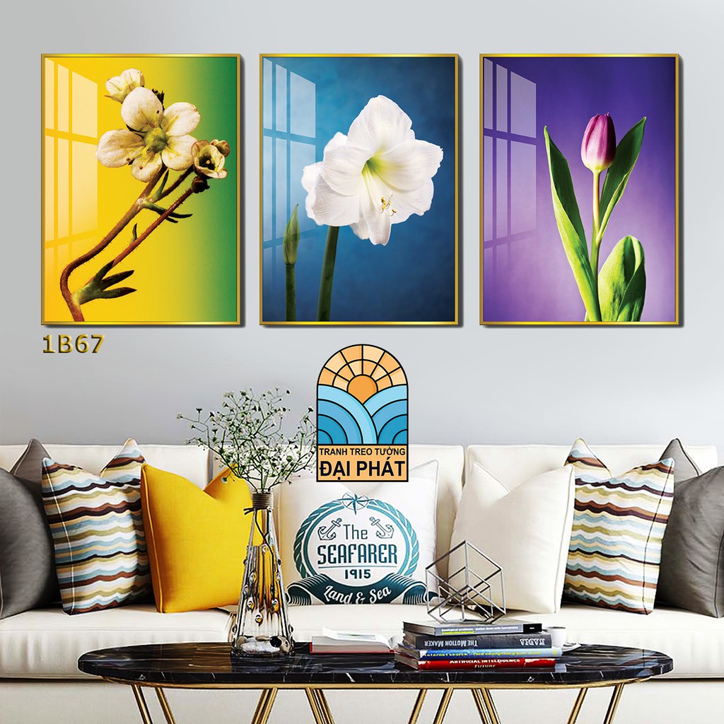 Bộ 3 tấm tranh tráng gương cao cấp có kèm khung