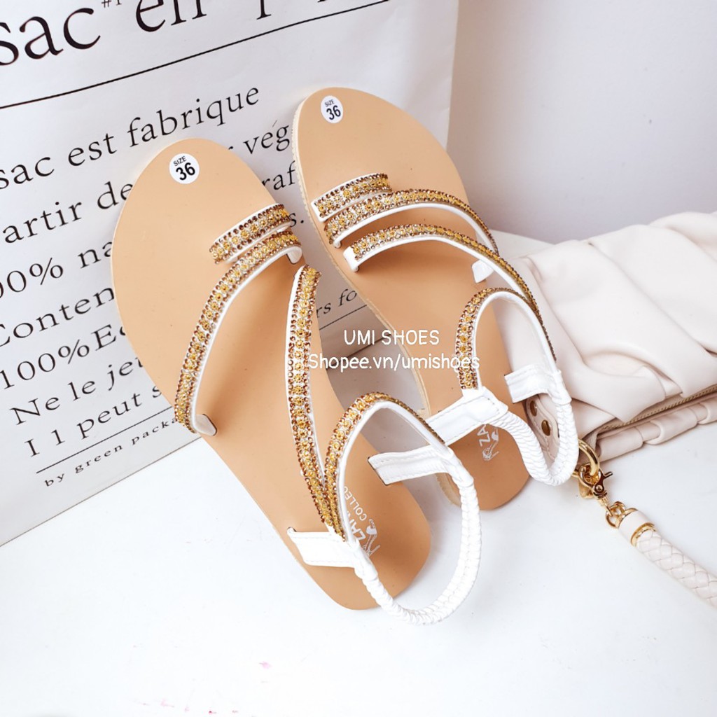 [HOT 2021] Sandal nữ xỏ ngón kẹp đính đá sang chảnh đi mưa đi biển đi chơi đơn giản nhẹ nhàng mẫu mới hot xinh đẹp rẻ