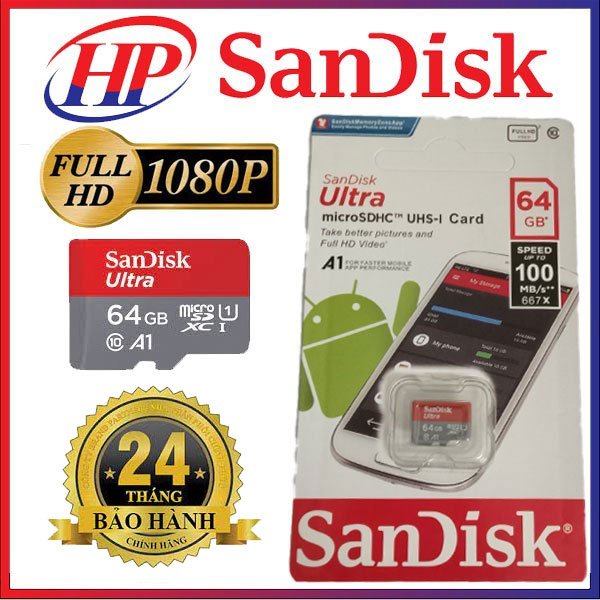 Thẻ Nhớ Sandisk MicroSDHC UHS-I Card 32GB 64Gb 128GB chuyên dùng camera giám sát và điện thoại, Hàng Chính Hãng