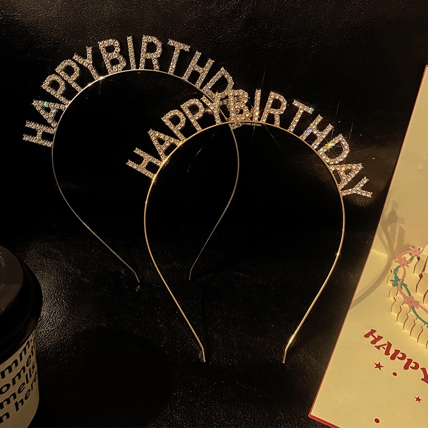 Cài tóc đính chữ Happy Birthday lấp lánh xinh xắn cho nữ
