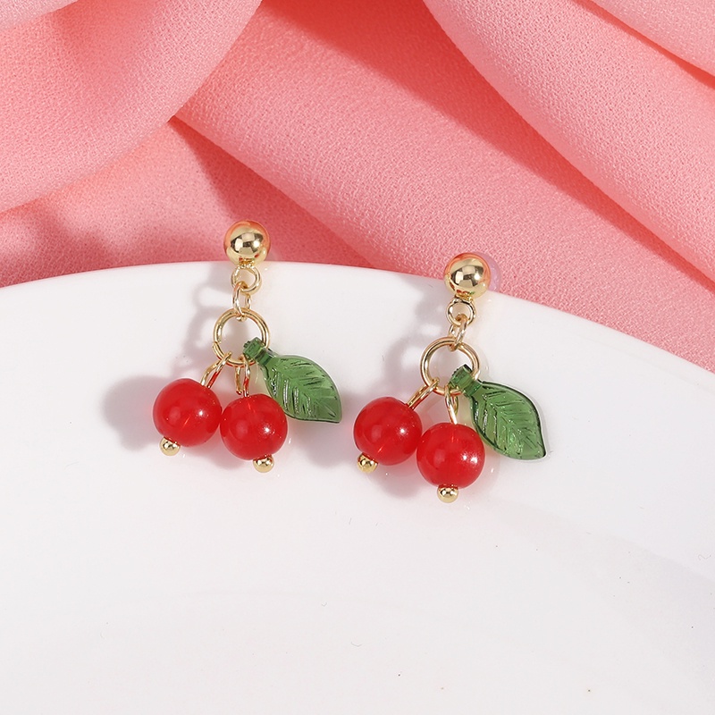 PINKDUDU Bông Tai Hình Trái Cherry Phong Cách Hàn Quốc Thời Trang Cho Nữ PD372
