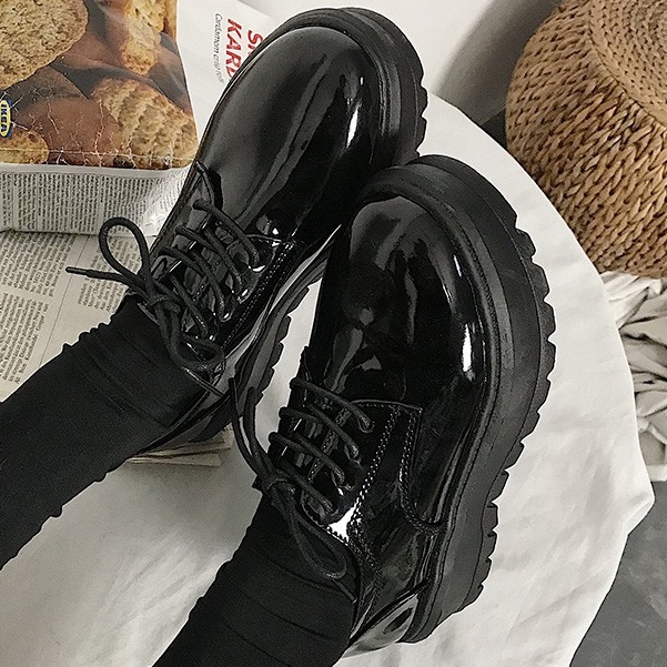 Giày bánh mỳ da bóng ulzzang nữ đế cao 5cm