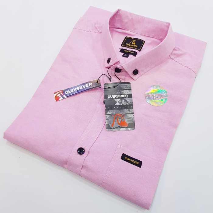 Áo Sơ Mi Vải Oxford Cao Cấp Tay Ngắn Màu Hồng Trơn Cho Nam (G1X2) Slimfit