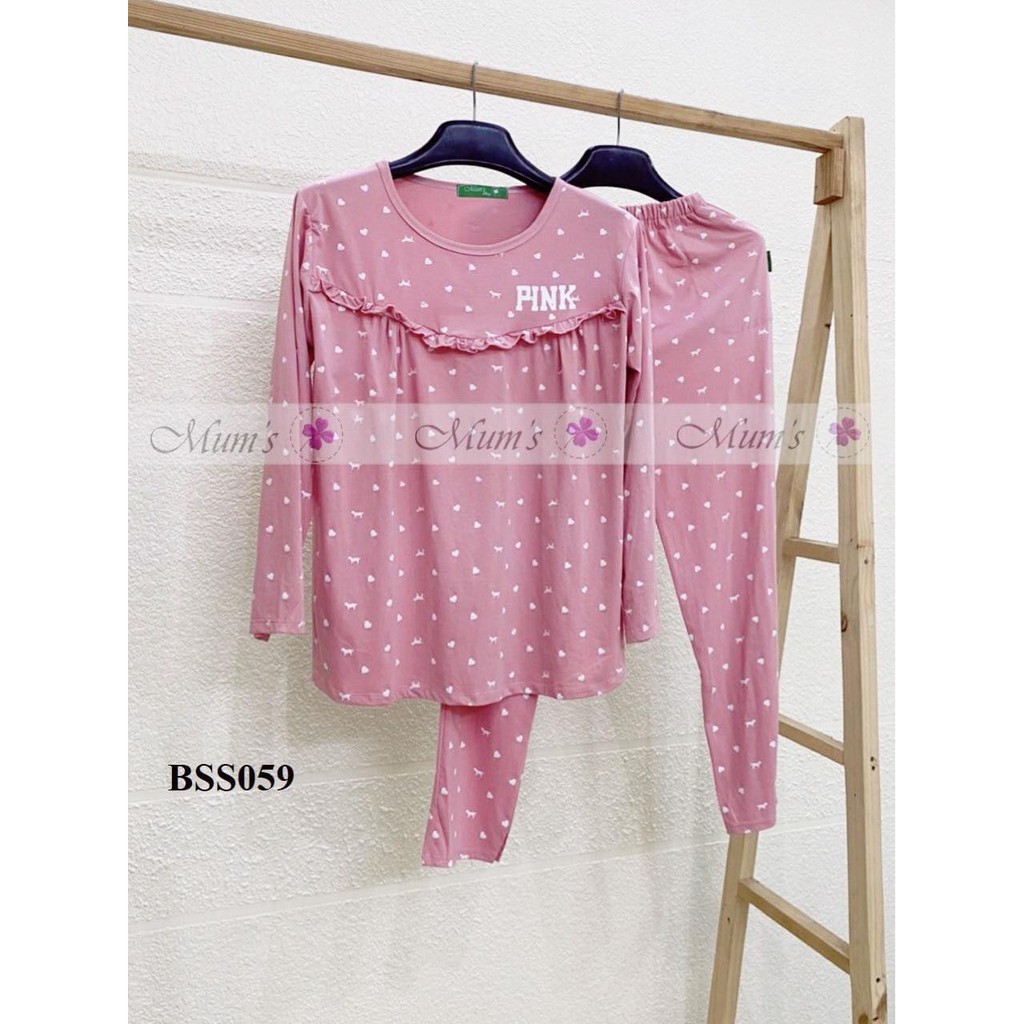 ĐỒ BỘ BẦU VÀ SAU SINH FREESHIPBộ cottong pink dài tay bèo ngực có khóa bé ti