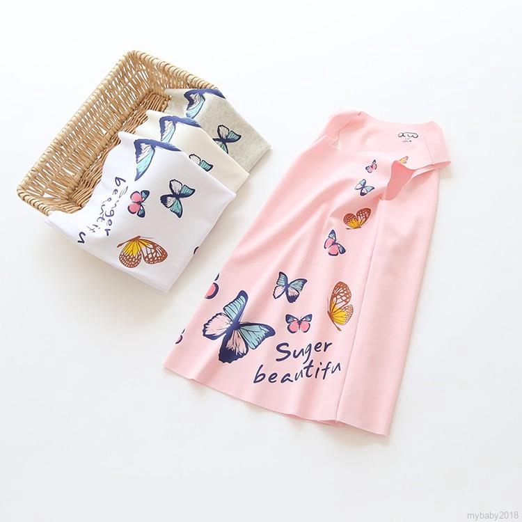 Đầm cotton in hình bướm cho bé gái