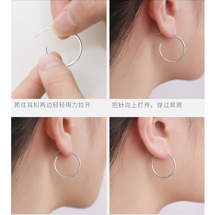 Bông Tai Mạ Bạc 925 Hình Tròn Đơn Giản Phong Cách Dân Tộc