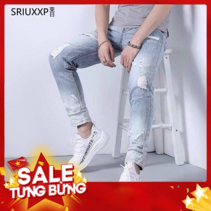 Quần Jean Nam Chất Bò Xanh Xước Mẫu Mới, Phong Cách DKFASHION | BigBuy360 - bigbuy360.vn