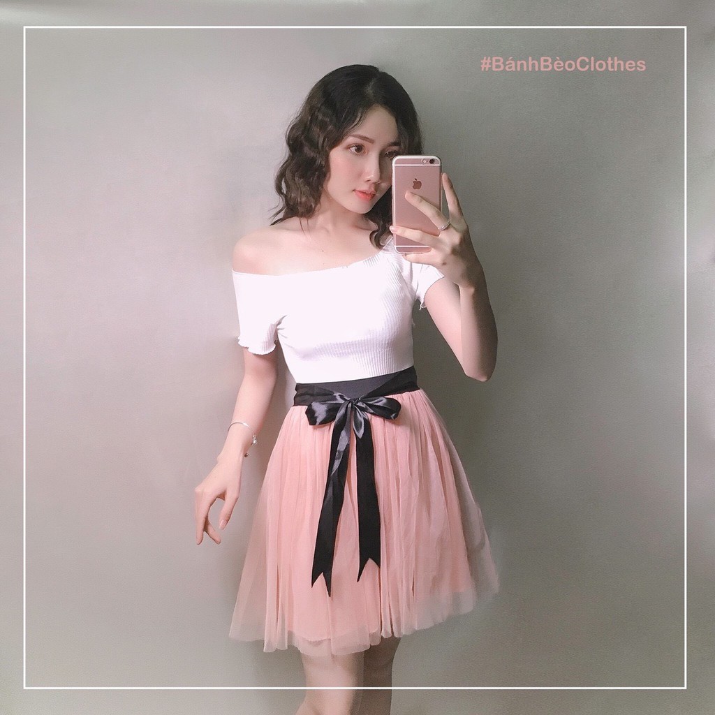 Chân váy lưới ngắn kèm nơ xinh xinh cực hot ảnh thật