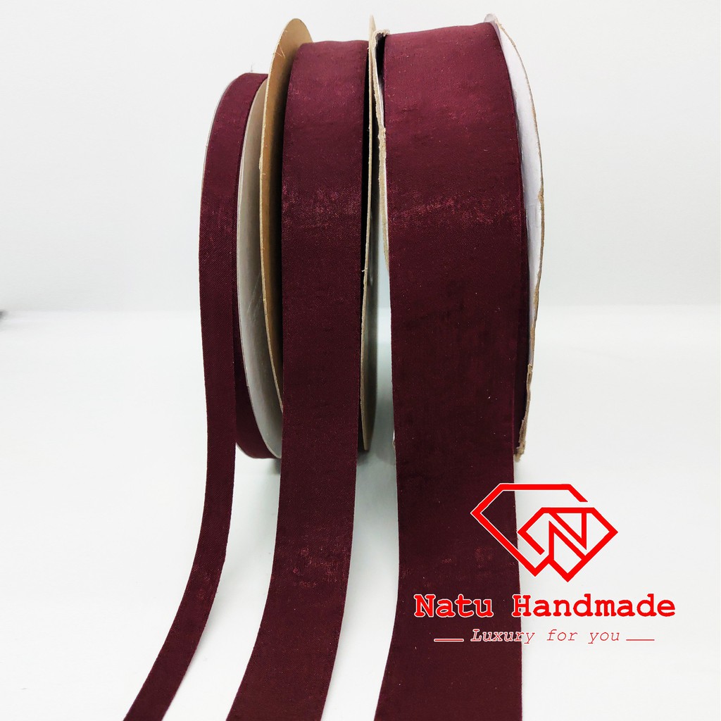 RUY BĂNG GẤM cao cấp - Ruy băng làm nơ, hoa cài áo handmade- 1m