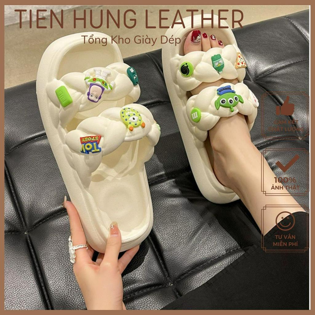 Dép lê nữ Cross quai ngang, dép bánh mỳ nữ kèm sticker thời trang TH5004