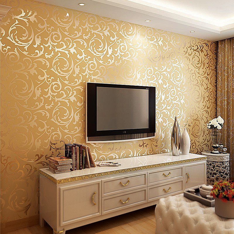 53cm * 9.5m wallpaper Non-self-adhesive PVC wallpaper Chất liệu PVC chất lượng cao không có chất kết dính dán trên nền của giấy dán tường phòng khách TV 3D âm thanh nổi tối giản trang trí giấy dán tường hình lá mâm xôi phong cách Châu Âu