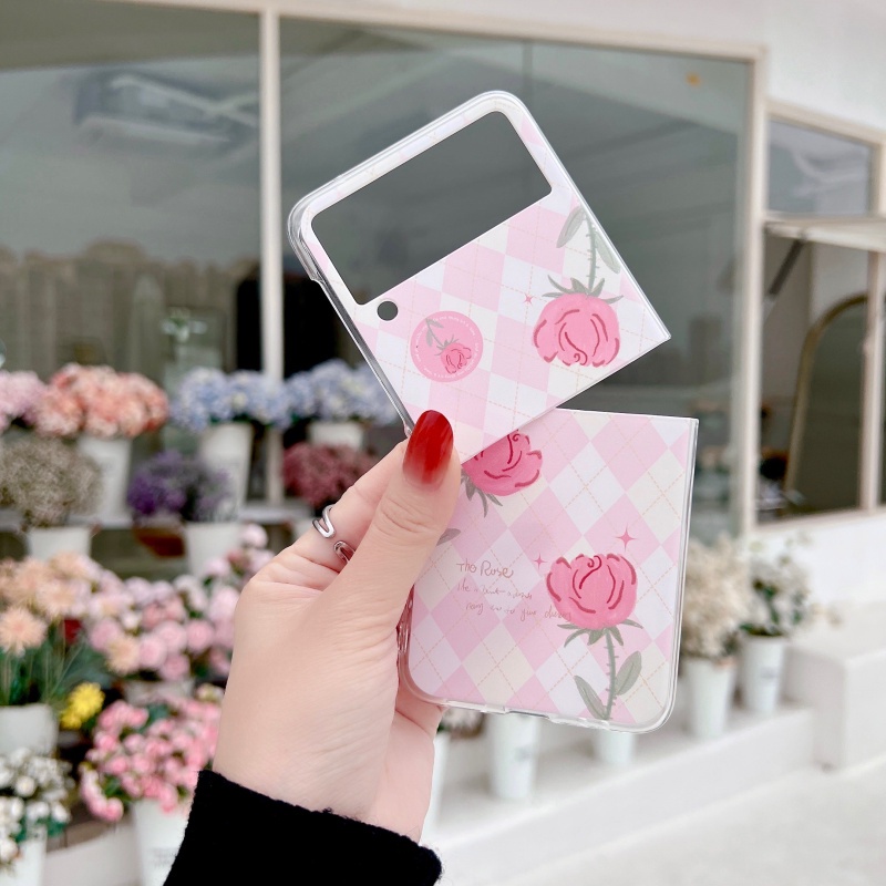 Ốp Điện Thoại PC Cứng Họa Tiết Hình Học Phong Cách Hàn Quốc Cho Samsung Galaxy Z Flip 3