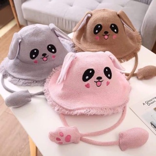 Mũ tai thỏ bóp tay dựng tai cho bé gái