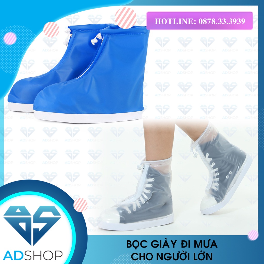 Bọc giày đi mưa chất liệu nhựa dẻo đế bằng cao su chống trơn trượt tiện lợi, bao giày đi mưa