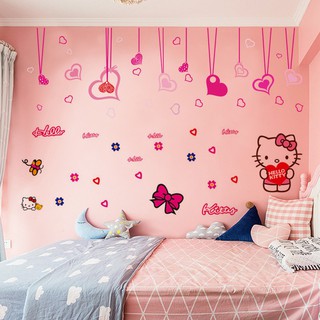 Decal Dán Tường Kitty Trái Tim Hồng