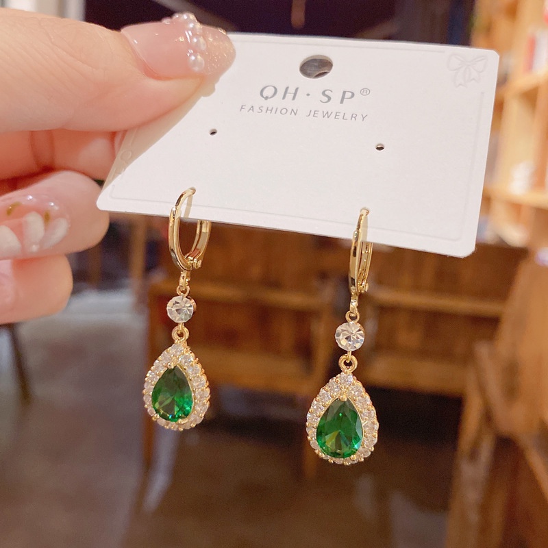 Bông Tai Đính Đá Zircon Hình Giọt Nước Lấp Lánh Thời Trang Năm 2022