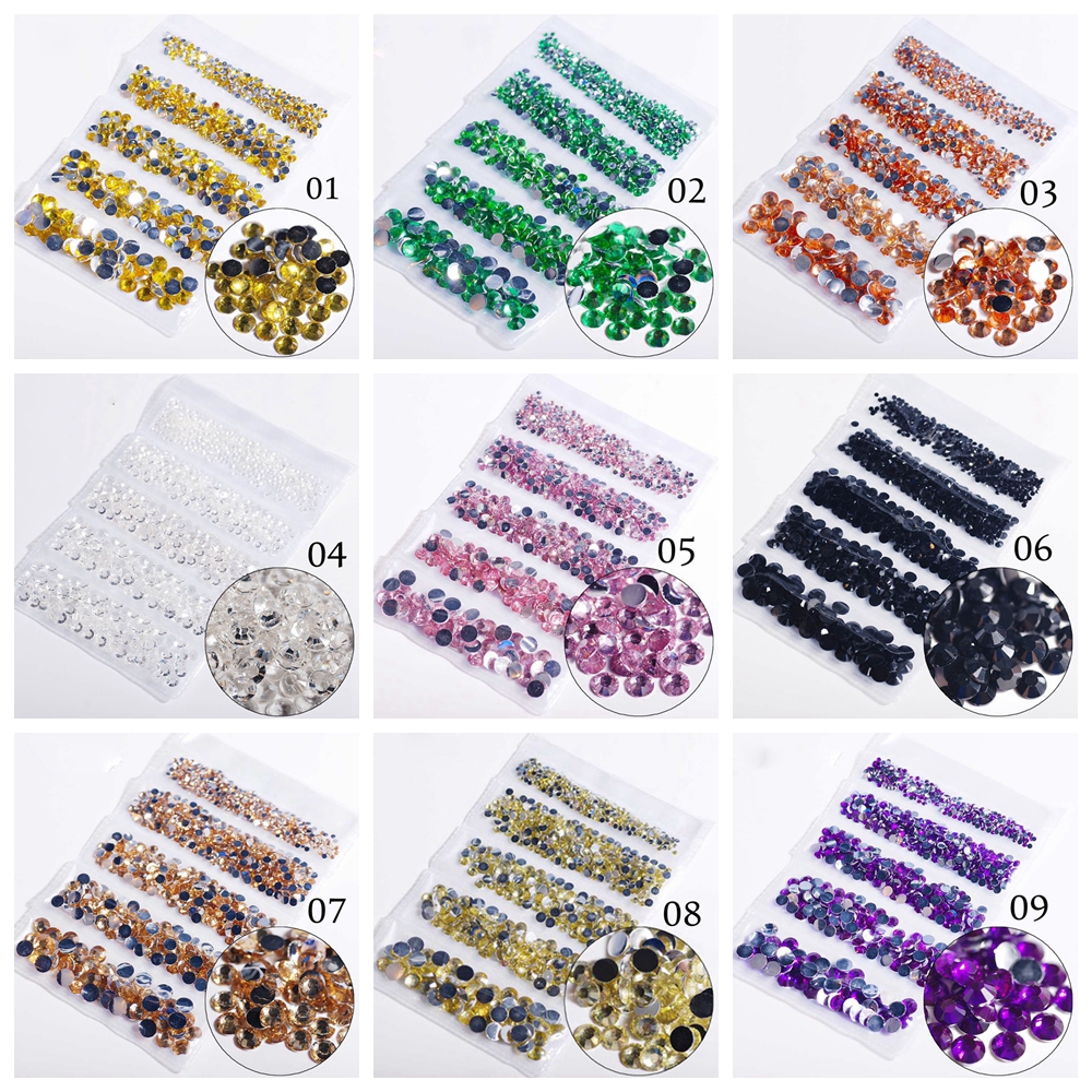XIANSTORE 100Pcs 2-6mm Manicure DIY Decoration Nail Decals Flat Bottom 3D Glitter Nail