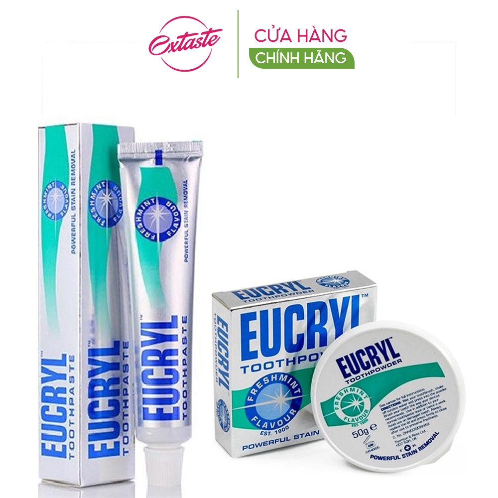 Bột đánh răng trắng sáng Eucryl Toothpowder hương bạc hà 50g