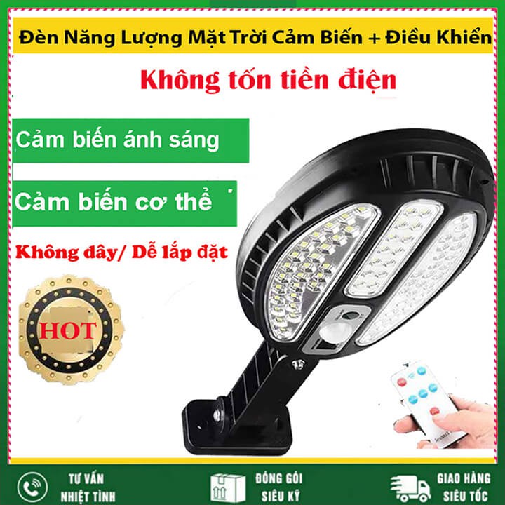 Đèn năng lượng mặt trời sân vườn có điều khiển 100 led cảm biến ánh sáng, đèn đường năng lượng mặt trời