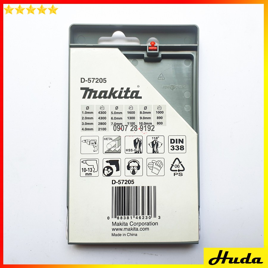 Bộ mũi khoan kim loại HSS-G 10 cái Makita D-57205