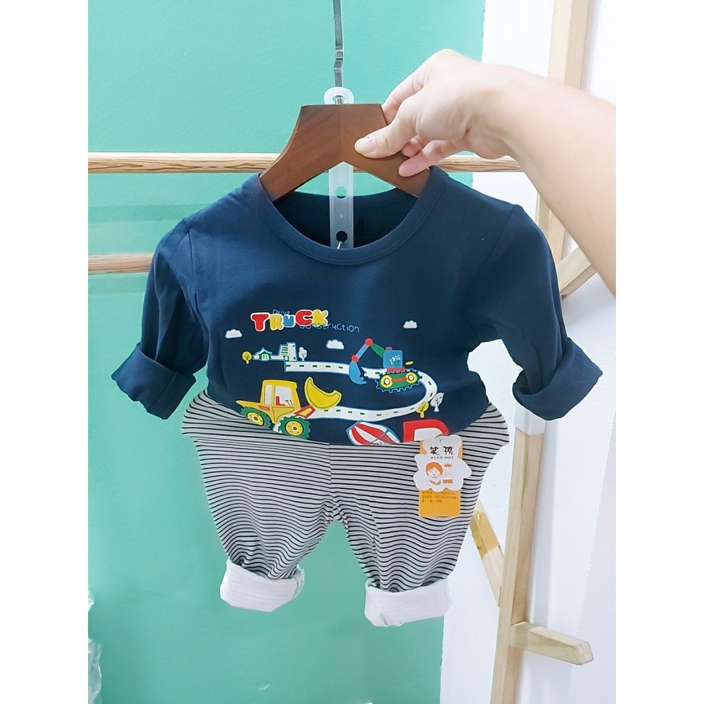 Đồ bộ dài tay cotton xuất hàn cho bé trai | Đồ bộ thu đông bé trai | Chất cotton mềm mịn