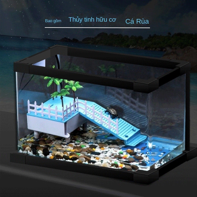 Bể cá uốn cong nóng thủy tinh hữu cơ Acrey bao bên trong suốt ban công phòng khách tạo cảnh bể vừa và nhỏ cho gia đình s