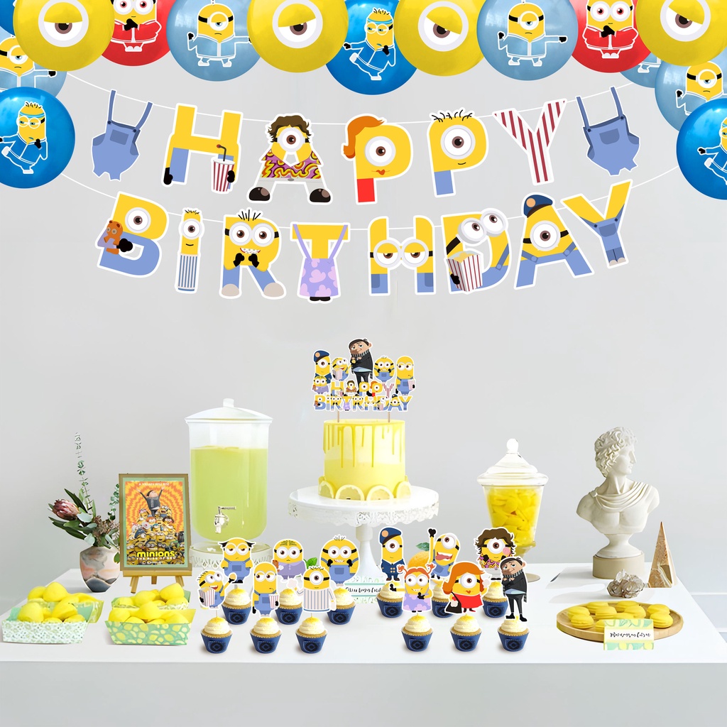 Bộ Bong Bóng Trang Trí Tiệc Sinh Nhật Chủ Đề Phim Despicable Me Minions