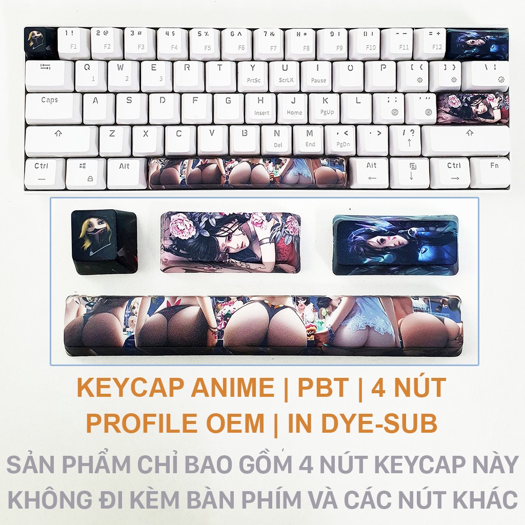 Keycap nhựa PBT cao cấp Profile OEM, in Dye-Sub 6.25U nút Space Bar + Enter + ESC