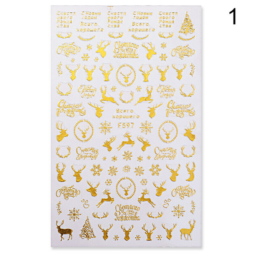 Stickers dán trang trí móng tay chủ đề Giáng sinh 3D đáng yêu