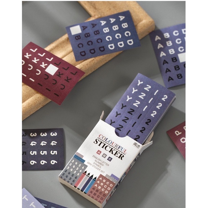 Set 48 tấm sticker chữ cái alphabet nhiều màu pastel, bảng chữ số dán take note