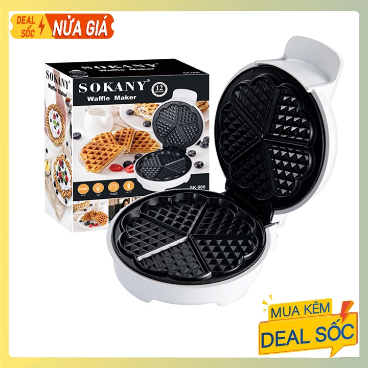 Máy Làm Bánh Waffle quế, bánh tổ ong Chính hãng SOKANY