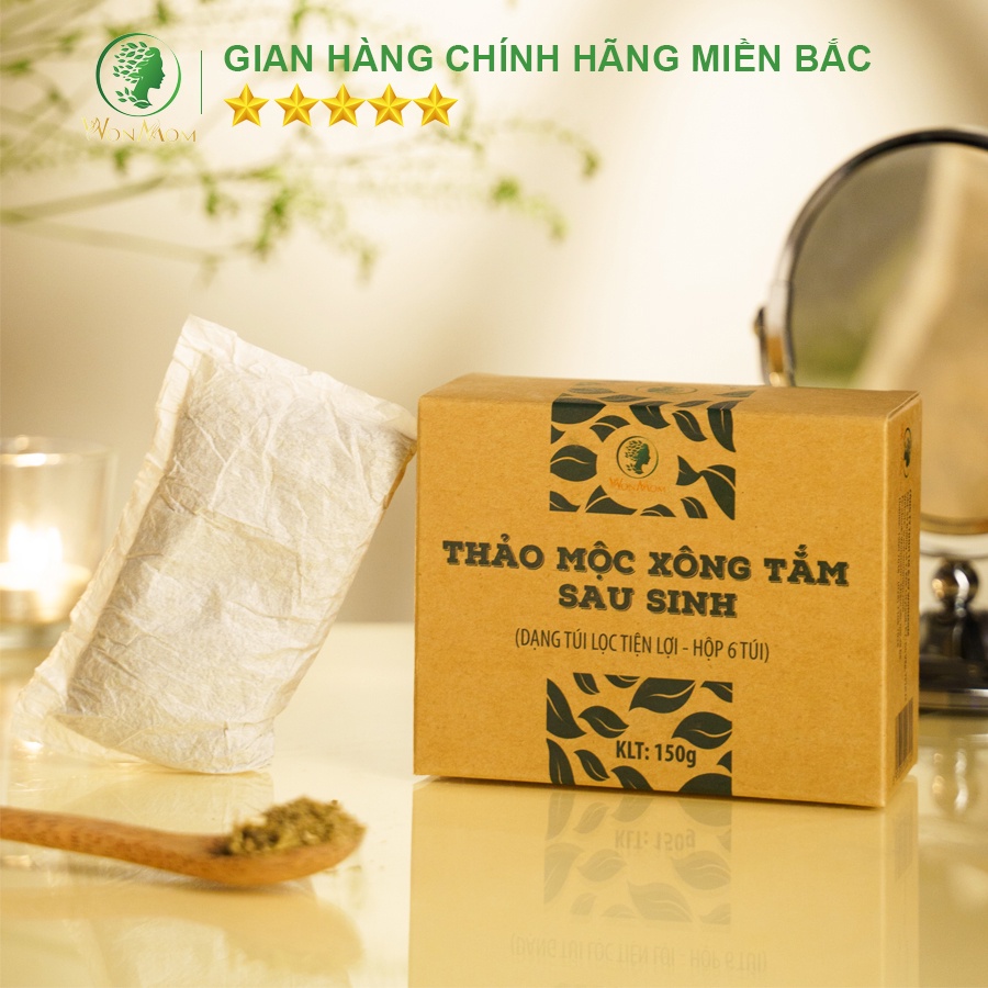 [ Giảm 35K - Đơn 339K ] Thảo mộc xông tắm sau sinh Wonmom 150Gr (Loại mới: 6 Túi /hộp)