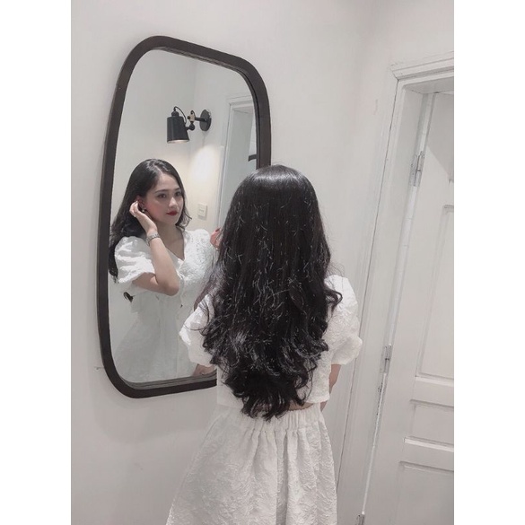 Đầm nữ cổ chữ V họa tiết dập nổi thanh lịch ngọt ngào nữ tính