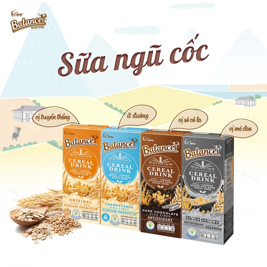 THÙNG 36 HỘP- SỮA HẠT NGŨ CỐC 4CARE BALANCE 180ML