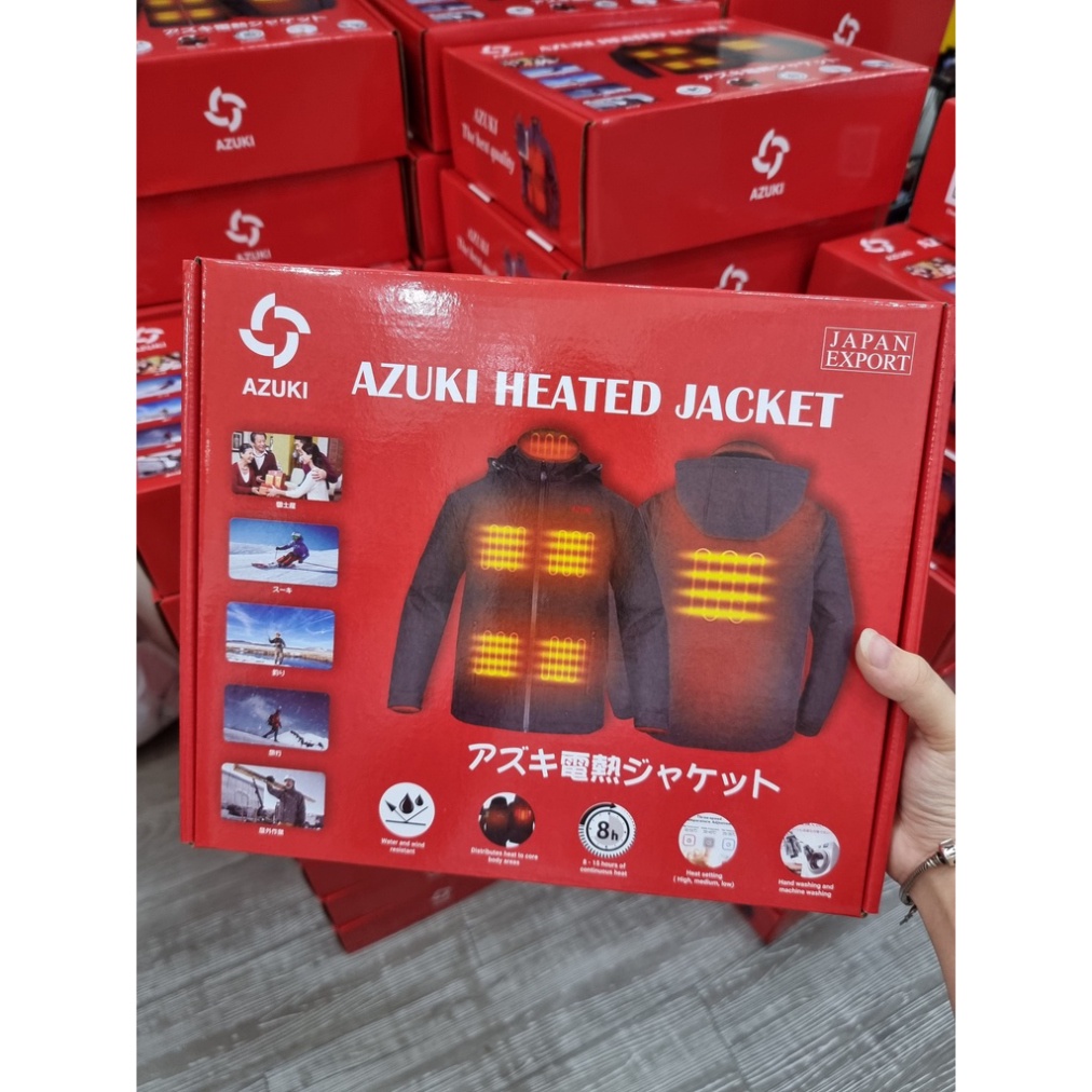 ÁO SƯỞI ẤM CHẠY BẰNG PIN AZUKI CHÍNH HÃNG [ CHỐNG MƯA TỐT, PIN 20000Mah CHẠY 12 TIẾNG, TẶNG ÁO GIỮ NHIỆT]