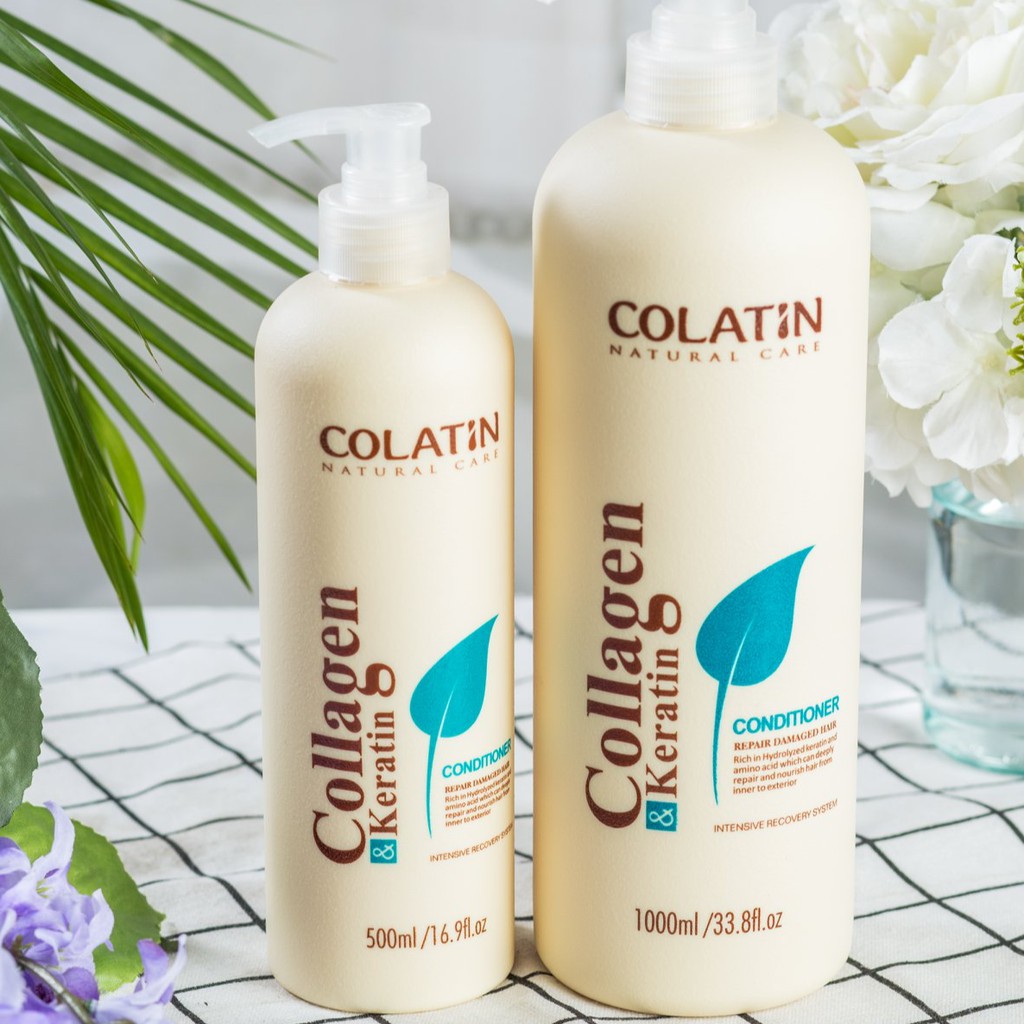 Dầu xả dưỡng chất tơ tằm COLATIN Collagen & Keratin Conditioner phục hồi hư tổn, ngăn ngừa rụng tóc