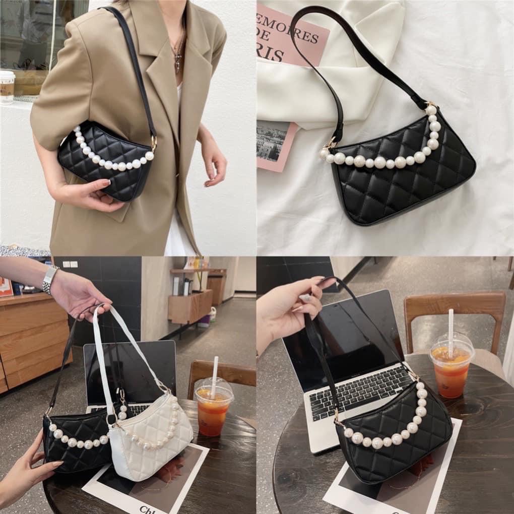 Túi xách nữ kẹp nách đeo vai phối ngọc thời trang sang trọng giá rẻ Diomi