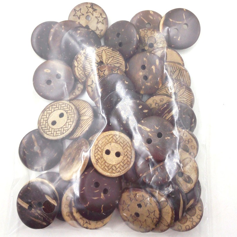 Set 50 Khuy Áo Vỏ Dừa 2 Lỗ 18mm