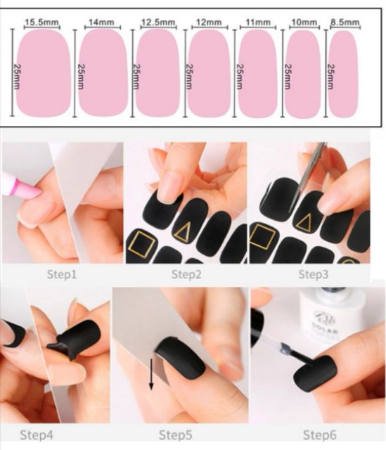 Bộ dán móng tay nail sticker gồm 14 móng, không thấm nước, độ đàn hồi tốt.