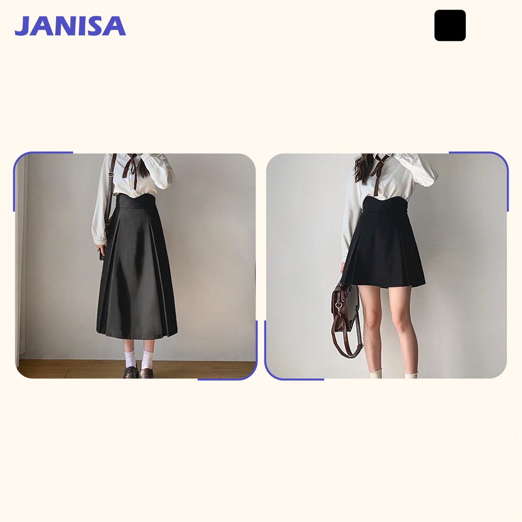 Chân váy xếp ly chữ a dài và ngắn lưng cao công sở bigsize JANISA CV26