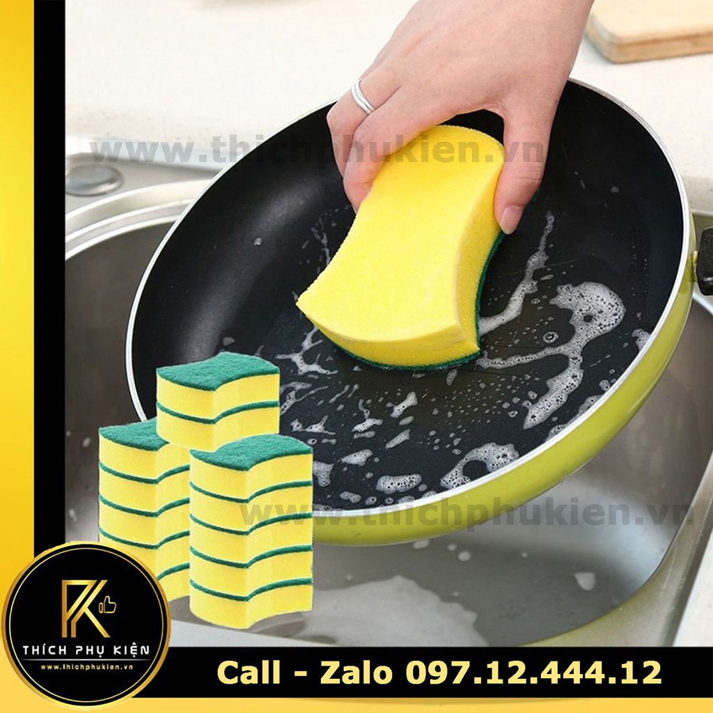 COMBO 2 Miếng Bọt Biển Cọ Rửa Vệ Sinh Chén Bát Dĩa Cao Cấp, Tiện Dụng, Siêu Bền