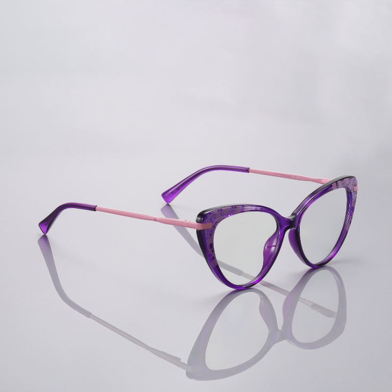 (HENGHA) Mắt Kính Thời Trang Phương Tây Thiết Kế Dập Nổi Màu Tím Kẹo Ngọt Chống Ánh Sáng Xanh Hình Mắt