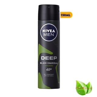 Nivea Men: Xịt Ngăn Mùi Nivea Men Than Đen Hương Rừng Amazon (150ml)