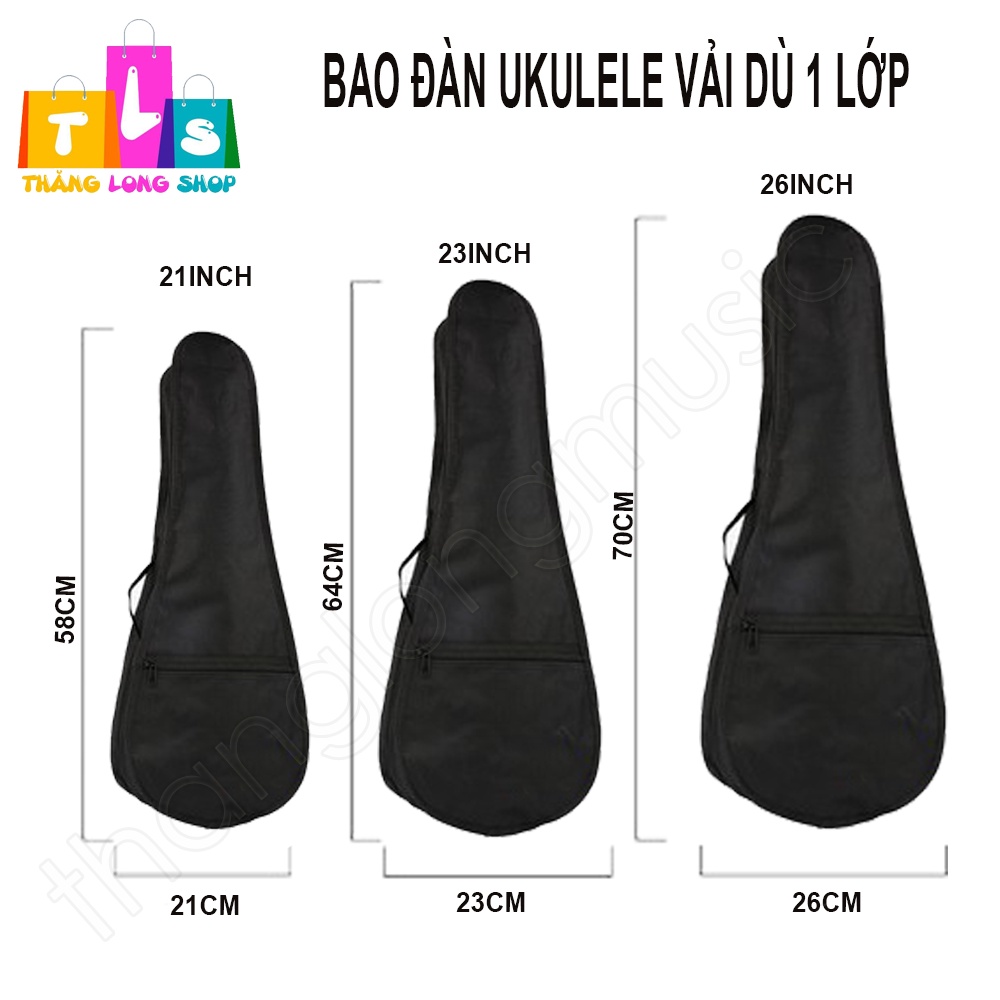 Bao đựng đàn Ukulele vải dù size 21&quot;, 23&quot;, 26&quot;