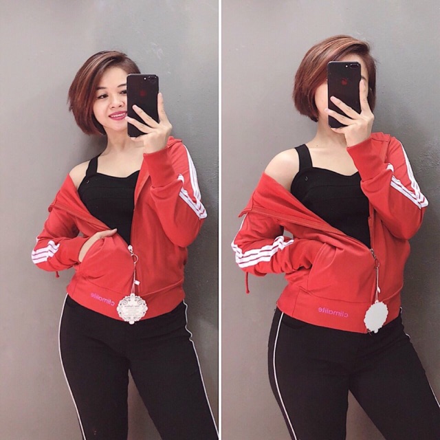 Áo khoác thun viền sọc tay