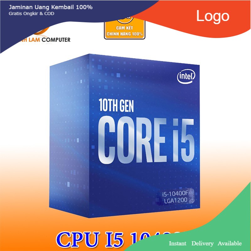 CPU intel Core i5 10400F 2.9GHz upto 4.3GHz 6 nhân 12 luồng, 12MB Cache, 65W Socket Intel LGA 1200 chính hãng