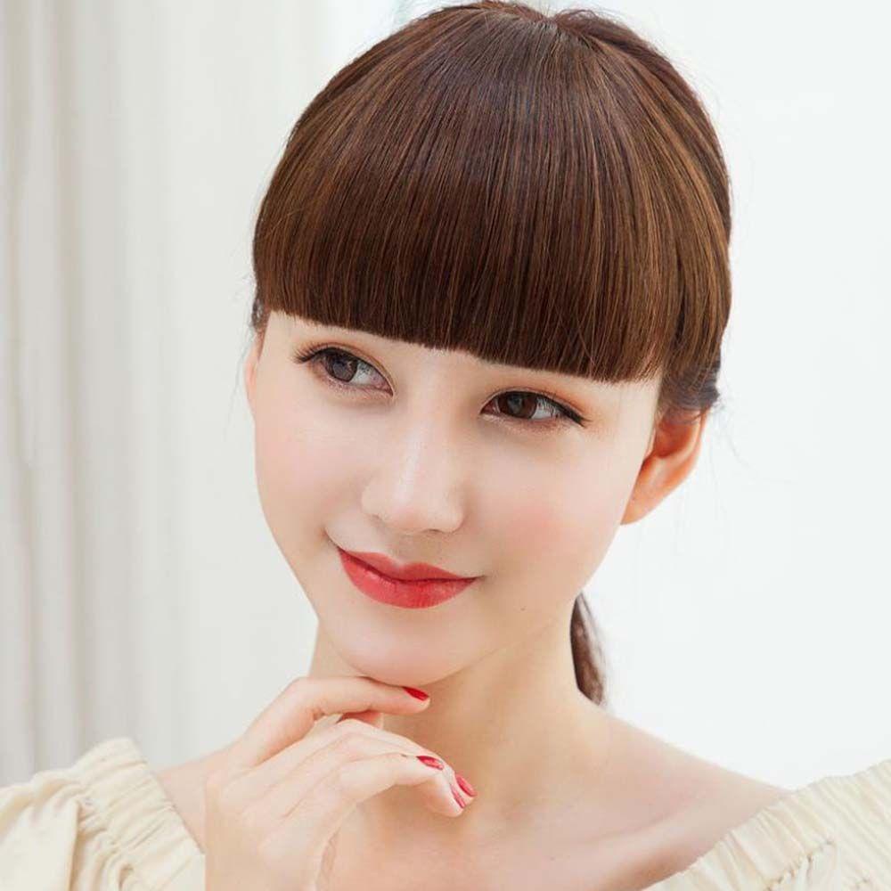 Tóc Giả Nối Dài Kiểu Mái Bằng Sợi Tổng Hợp Tự Nhiên Dày Dặn Kèm Kẹp Tiện Dụng Cho Nữ