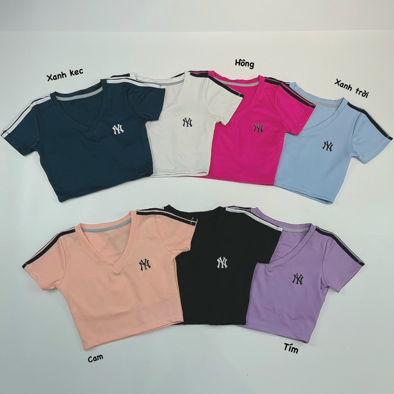 Áo Croptop Thể Thao Tập Gym Yoga Nữ - Áo Croptop Thể Thao Ny Phối 3 Sọc Siêu Xinh, Chất Thun Polly Mềm Mịn