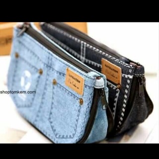 Túi vải denim jean đựng bút